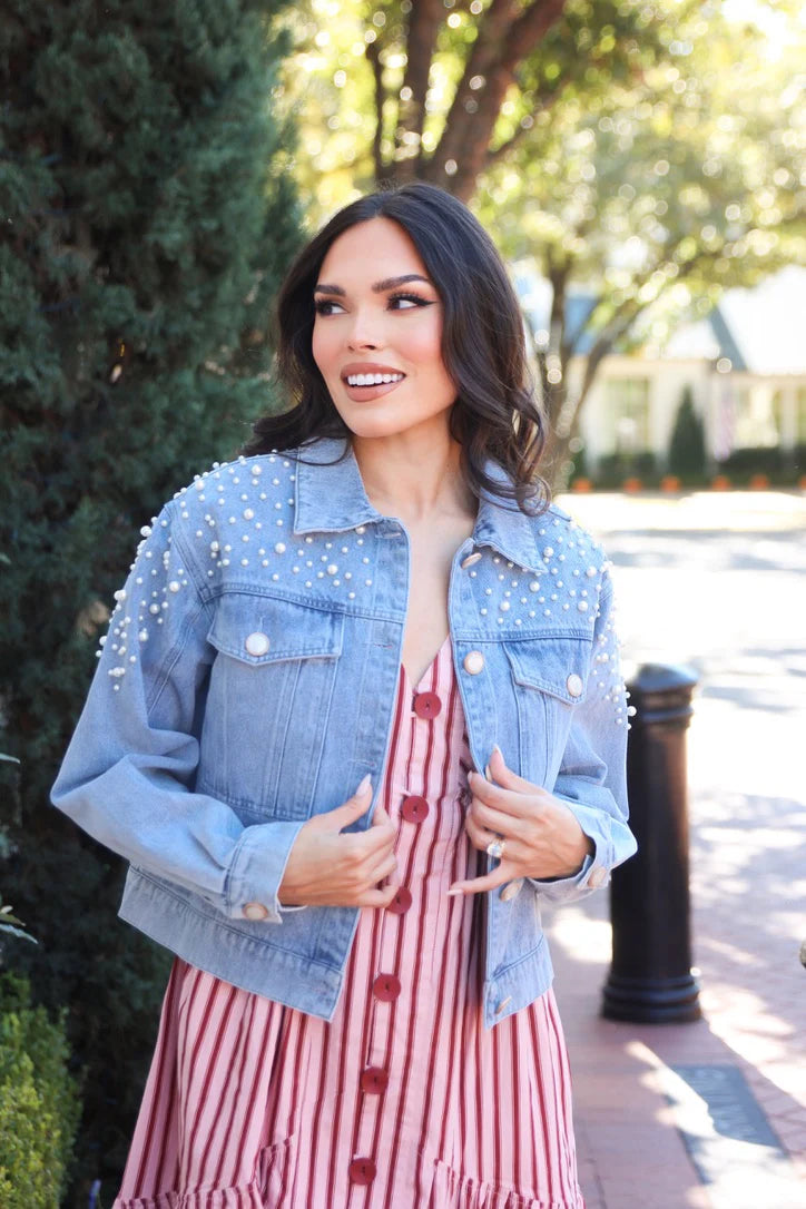 DENIM PEARL JACKET