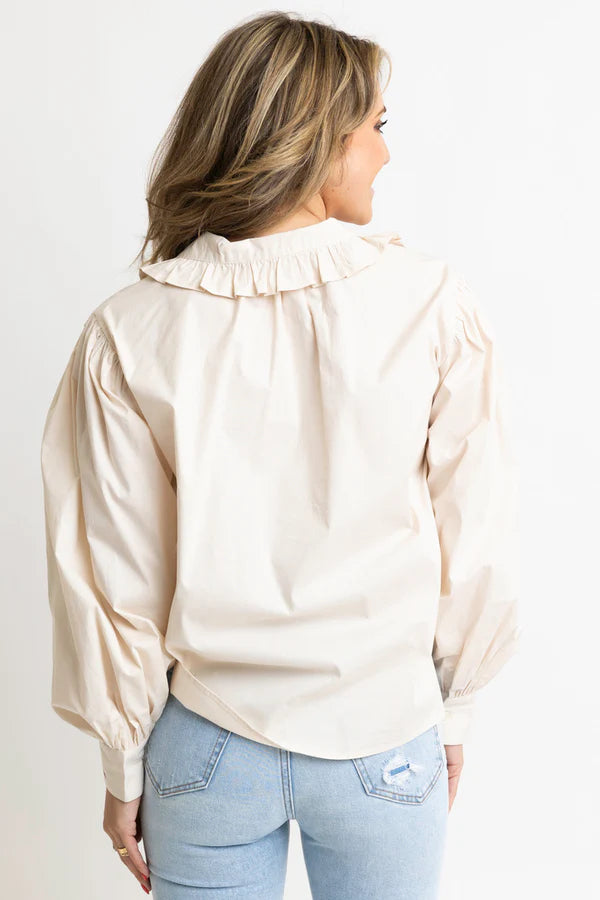 PLEAT RUFFLE TRIP TOP