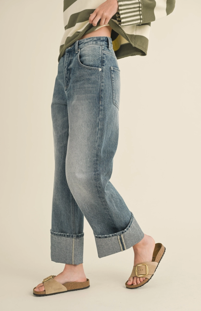 STRAIGHT LEG DENIM PANTS