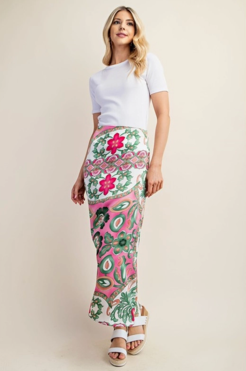 SATIN MIDI SKIRT