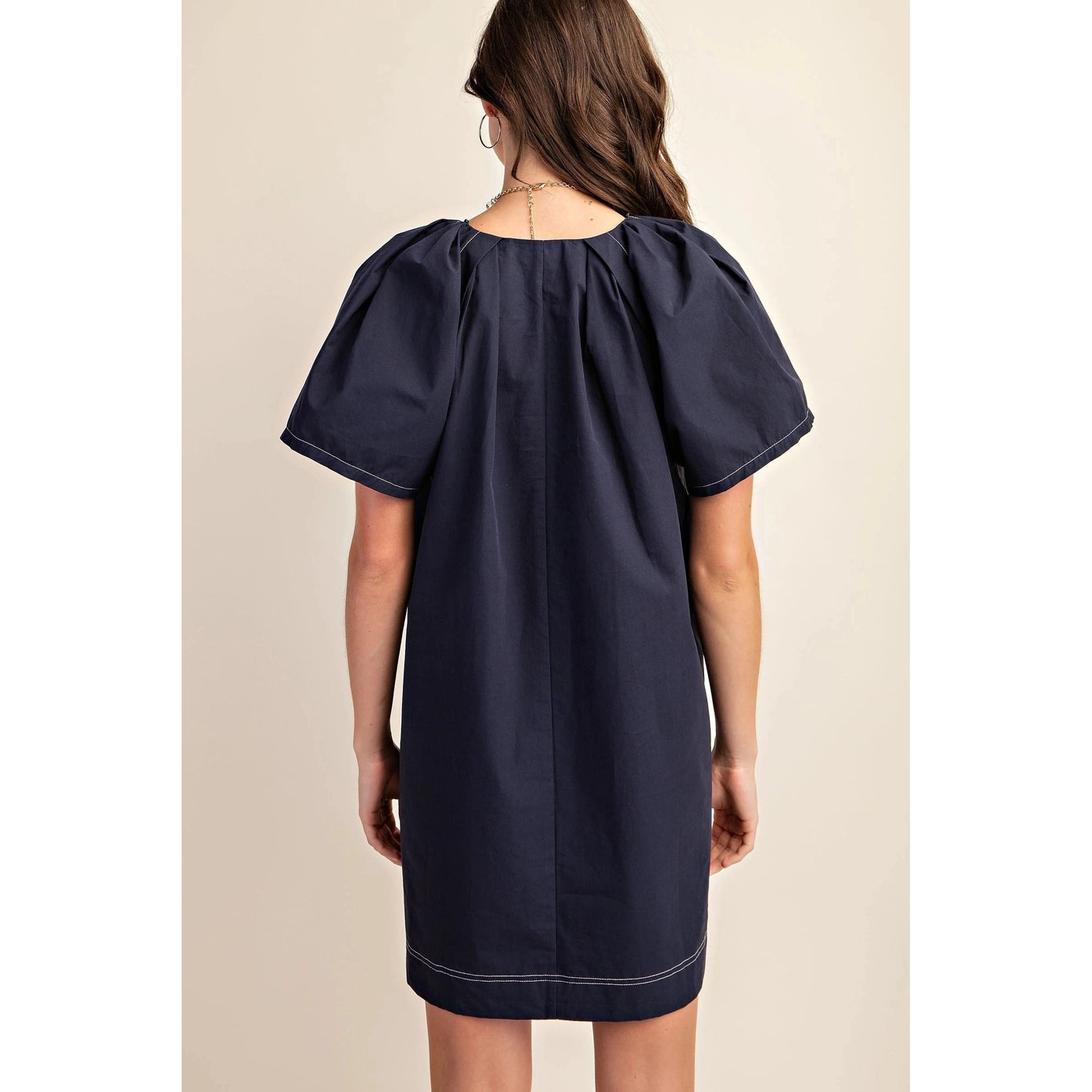 SOLID CONTRAST STICH SS DRESS