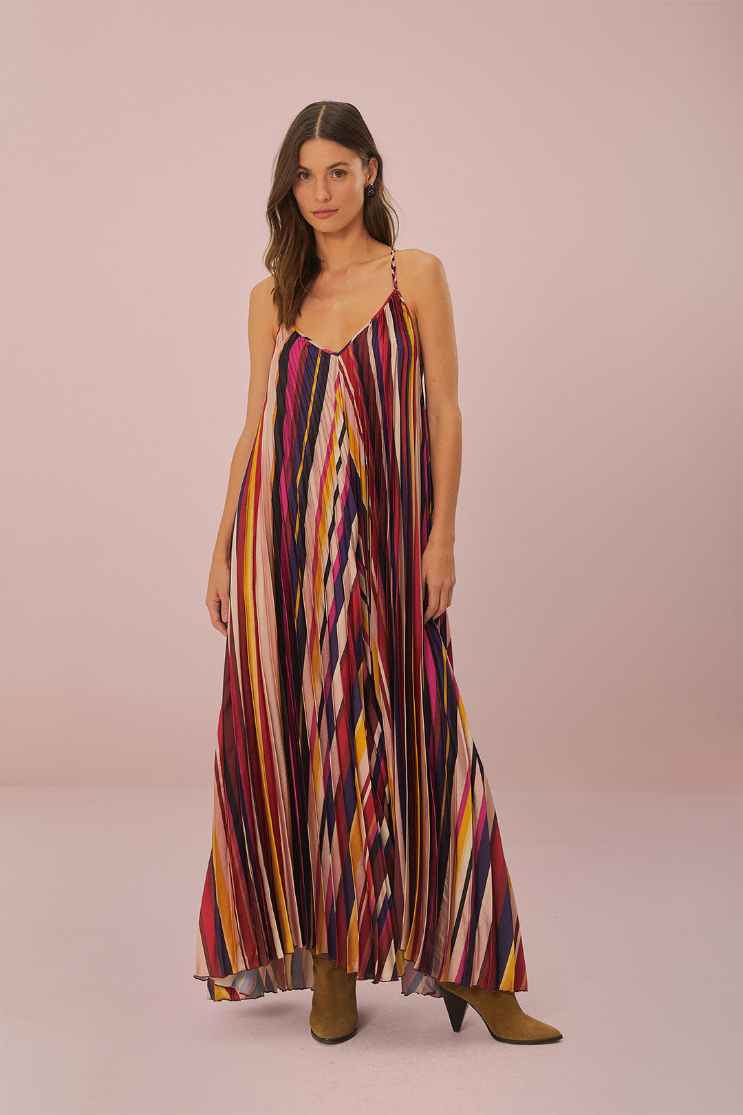 DIAGONAL STRIPES MIDI DRESS